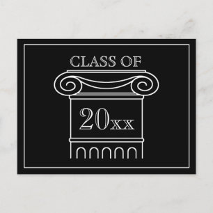 Afstuderen klasse Jaar Elegant Modern Black White Uitnodiging Briefkaart