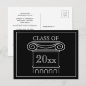 Afstuderen klasse Jaar Elegant Modern Black White Uitnodiging Briefkaart (Voorkant / Achterkant)