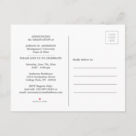 Afstuderen klasse Jaar Elegant Modern Black White Uitnodiging Briefkaart (Achterkant)