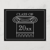 Afstuderen klasse Jaar Elegant Modern Black White Uitnodiging Briefkaart (Voorkant)