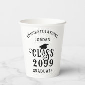 Afstuderen Klasse Jaar Gefeliciteerd Naam Aangepas Papieren Bekers (Achterkant)