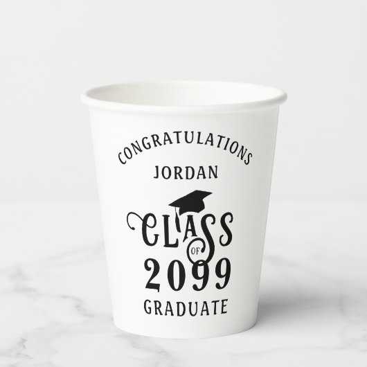 Afstuderen Klasse Jaar Gefeliciteerd Naam Aangepas Papieren Bekers (Achterkant)