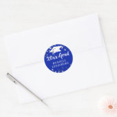Afstuderen Klasse Jaar Royal Blue Stars Naam Ronde Sticker (Envelop)