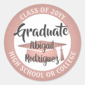 Afstuderen klasse jaar roze roze roze goudzwart mo ronde sticker (Voorkant)