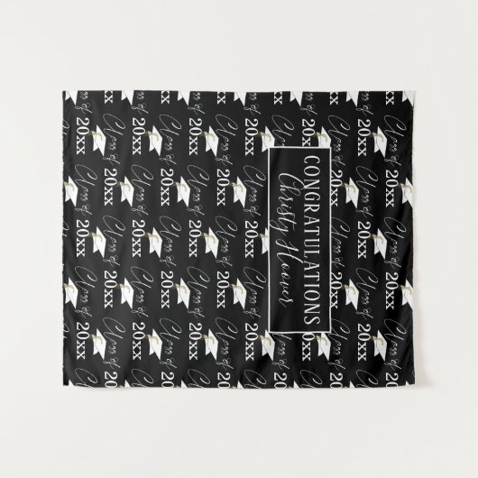 Afstuderen KLASSE OF Script Naam Foto Prop Zwart Wandkleed (Voorkant (horizontaal))