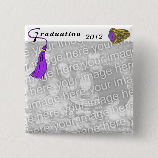 Afstuderen Klasse Ring PAARS Vierkante Button 5,1 Cm (Voorkant)