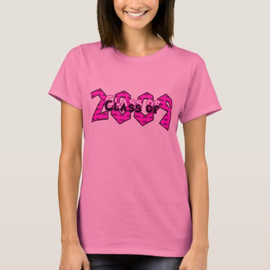 Afstuderen Klasse van 2009 Roze T-shirt (Voorkant)