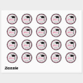 Afstuderen Klasse van 2011 Houndstooth & Pink Ronde Sticker (Vel)