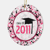 Afstuderen Klasse van 2011 Roze en Zwarte Splatter Keramisch Ornament (Links)