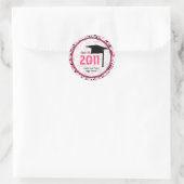 Afstuderen Klasse van 2011 Roze & Zwarte Verf Ronde Sticker (Tas)