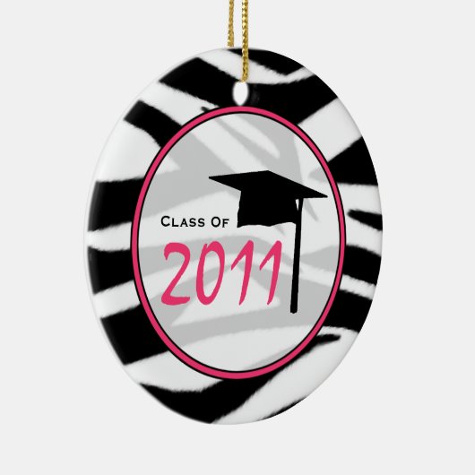 Afstuderen Klasse van 2011 Zebra Print & Roze Keramisch Ornament (Rechts)