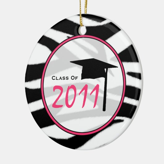 Afstuderen Klasse van 2011 Zebra Print & Roze Keramisch Ornament (Links)
