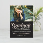 Afstuderen Klasse van 2012 Modern Black Invite Kaart (Staand voorkant)