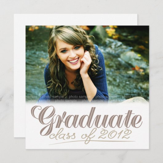 Afstuderen Klasse van 2012 Modern White Invite Kaart (Voorkant / Achterkant)