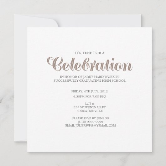 Afstuderen Klasse van 2012 Modern White Invite Kaart (Achterkant)