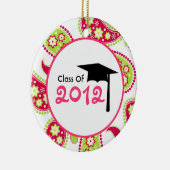 Afstuderen Klasse van 2012 Roze en Groene Paisley Keramisch Ornament (Rechts)