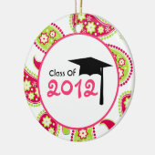 Afstuderen Klasse van 2012 Roze en Groene Paisley Keramisch Ornament (Links)