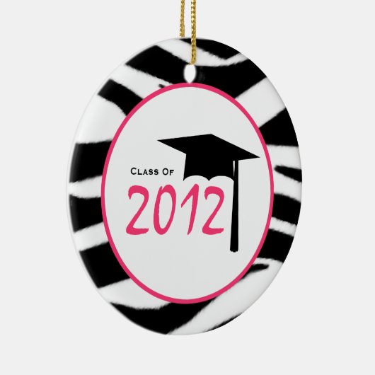 Afstuderen Klasse van 2012 Zebra Print & Roze Keramisch Ornament (Rechts)