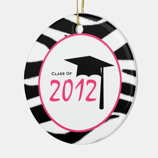 Afstuderen Klasse van 2012 Zebra Print & Roze Keramisch Ornament (Links)