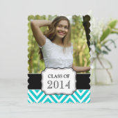 AFSTUDEREN KLASSE VAN 2014 BLAUWGROEN CHEVRON AQUA KAART (Staand voorkant)