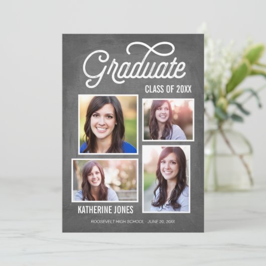 Afstuderen klasse van 2016 4-Photo Collage Chalkbo Kaart (Staand voorkant)