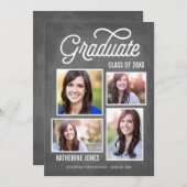 Afstuderen klasse van 2016 4-Photo Collage Chalkbo Kaart (Voorkant / Achterkant)