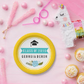 Afstuderen Klasse van 2016 gele aqua modern floral Papieren Bordje (Feest)