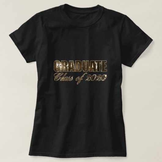 Afstuderen Klasse van 2020 Elegante Zwart-Gouden T T-shirt (Design voorkant)
