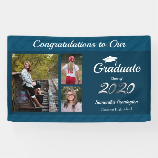 Afstuderen Klasse van 2020 Foto Collage Spandoek (Horizontaal)