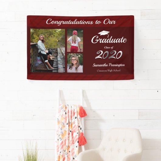 Afstuderen Klasse van 2020 Foto Collage Wine Spandoek (Insitu)