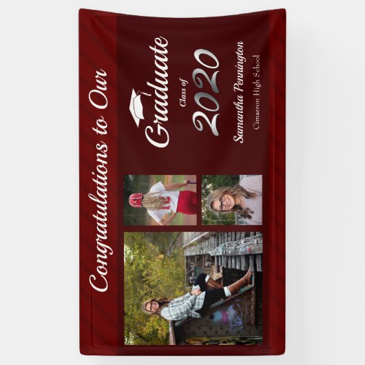 Afstuderen Klasse van 2020 Foto Collage Wine Spandoek (Verticaal)