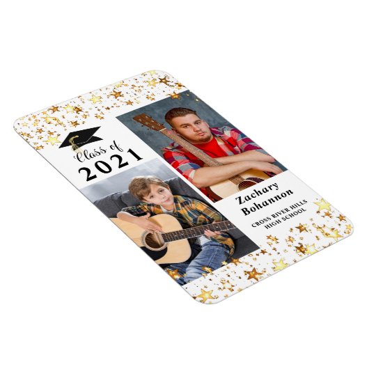 Afstuderen Klasse van 2021 Black Gold Stars Foto Magneet (Rechterzijde)