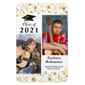 Afstuderen Klasse van 2021 Black Gold Stars Foto Magneet (Verticaal)