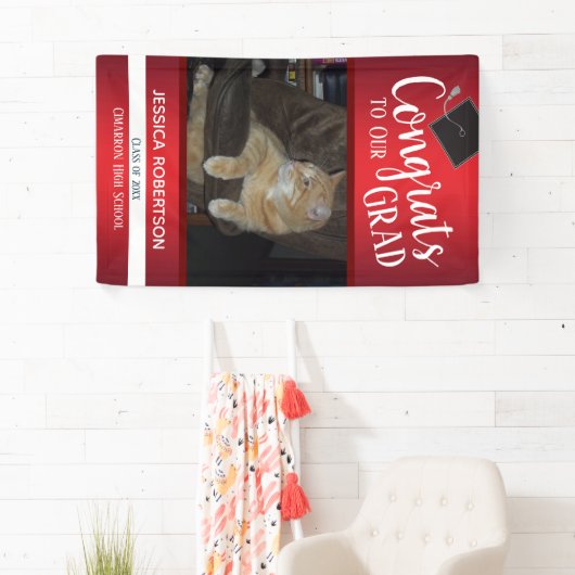 Afstuderen Klasse van 2021 Foto Red Gradient Spandoek (Insitu)