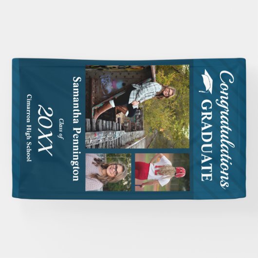 Afstuderen Klasse van 2021 Fotocollage Spandoek (Horizontaal)