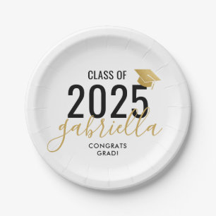Afstuderen Klasse van 2022 Modern Gold en Black  Papieren Bordje
