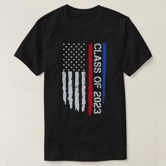 Afstuderen Klasse van 2023  Amerikaanse vlag T-shirt (Design voorkant)
