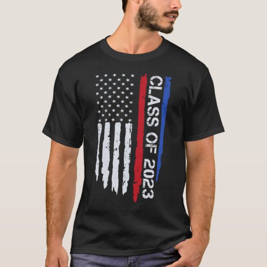 Afstuderen Klasse van 2023  Amerikaanse vlag T-shirt (Voorkant)
