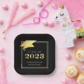 Afstuderen Klasse van 2023 Black Gold, speciaal ge Papieren Bordje (Feest)