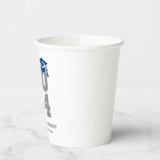 Afstuderen Klasse van 2024 Blauw en Grijs Papieren Bekers (Links)