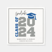 Afstuderen Klasse van 2024 Blauw en Grijs Servet (Voorkant)