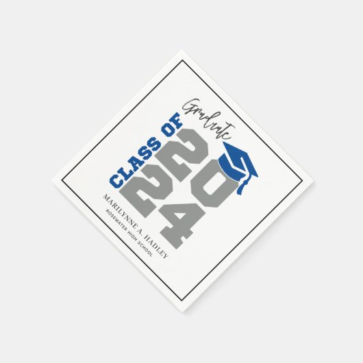 Afstuderen Klasse van 2024 Blauw en Grijs Servet (Hoek)