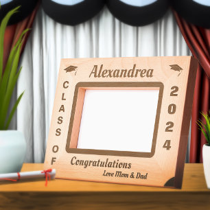 Afstuderen Klasse van 2024 Gefeliciteerd Wooden Gegraveerde Lijstjes