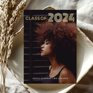 Afstuderen Klasse van 2024 Modern Typography Gold Folie Uitnodiging