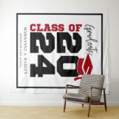 Afstuderen Klasse van 2024 Rode Selfie Photo Booth Wandkleed (In Situ (horizontaal))