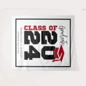 Afstuderen Klasse van 2024 Rode Selfie Photo Booth Wandkleed (Voorkant (horizontaal))