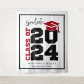 Afstuderen Klasse van 2024 Rode Selfie Photo Booth Wandkleed (Voorkant)