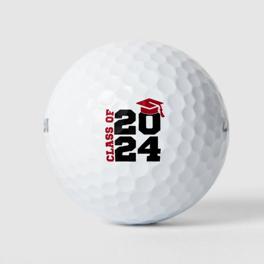 Afstuderen Klasse van 2024 Rood en Zwart Golfballen (Voorkant)