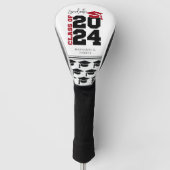 Afstuderen Klasse van 2024 Rood en Zwart Golfheadcover (Voorkant)