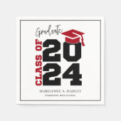 Afstuderen Klasse van 2024 Rood en Zwart Servet (Voorkant)